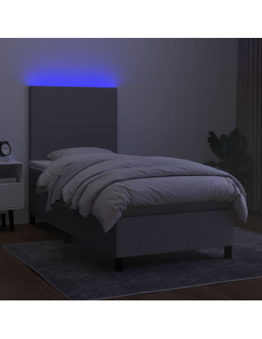 Letto a Molle Materasso e LED Grigio Chiaro 80x200 cm Tessuto