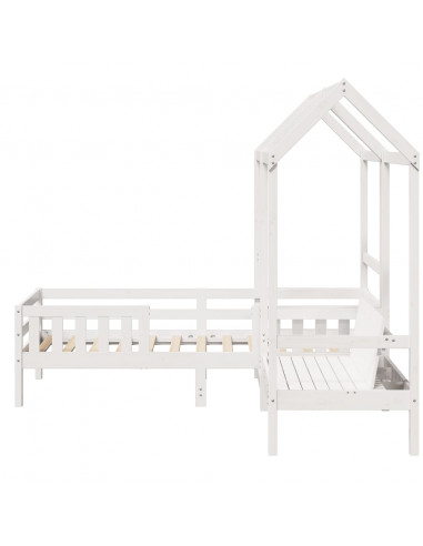 Giroletto con Panca e Tetto Bianco 100x200 cm in Legno di Pino