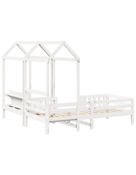 Giroletto con Panca e Tetto Bianco 100x200 cm in Legno di Pino