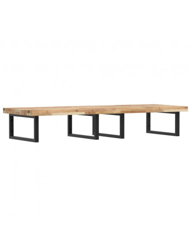 Ripiano a Parete per Lavabo in Acciaio e Massello di Acacia