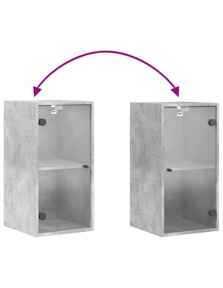 Mobile a Muro con Ante in Vetro Grigio Cemento 35x37x68,5 cm