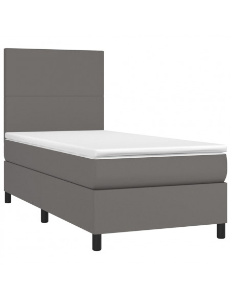 Giroletto Molle con Materasso e LED Grigio 80x200cm Similpelle