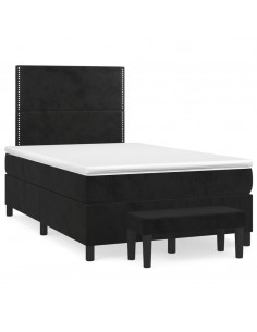 Giroletto a Molle con Materasso Nero 120x200 cm in Velluto 2