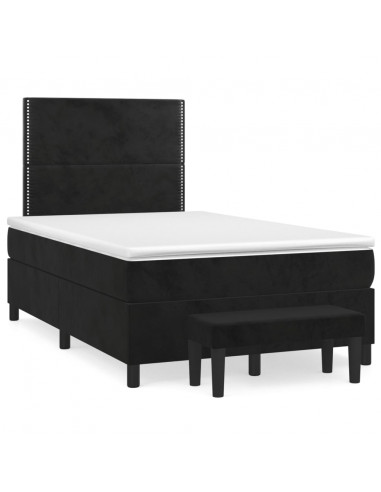 Giroletto a Molle con Materasso Nero 120x200 cm in Velluto