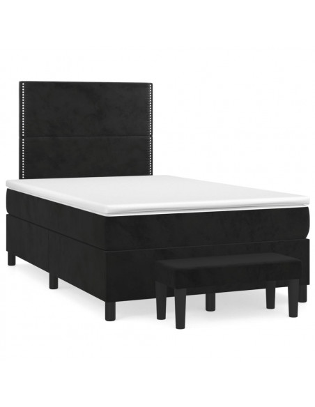 Giroletto a Molle con Materasso Nero 120x200 cm in Velluto