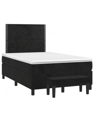 Giroletto a Molle con Materasso Nero 120x200 cm in Velluto