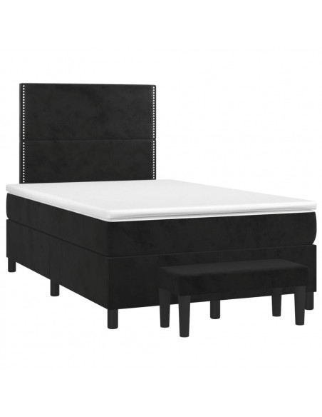 Giroletto a Molle con Materasso Nero 120x200 cm in Velluto