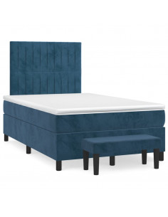 Giroletto a Molle con Materasso Blu Scuro 120x200 cm in Velluto 2