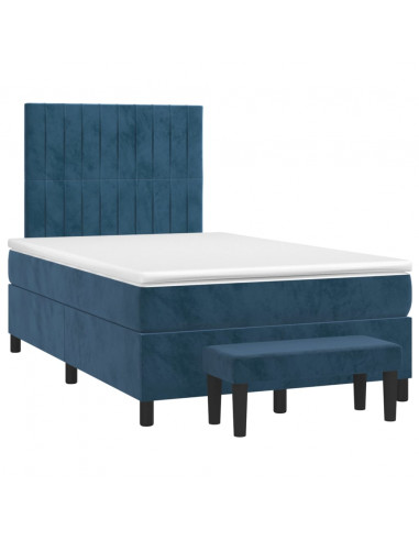Giroletto a Molle con Materasso Blu Scuro 120x200 cm in Velluto
