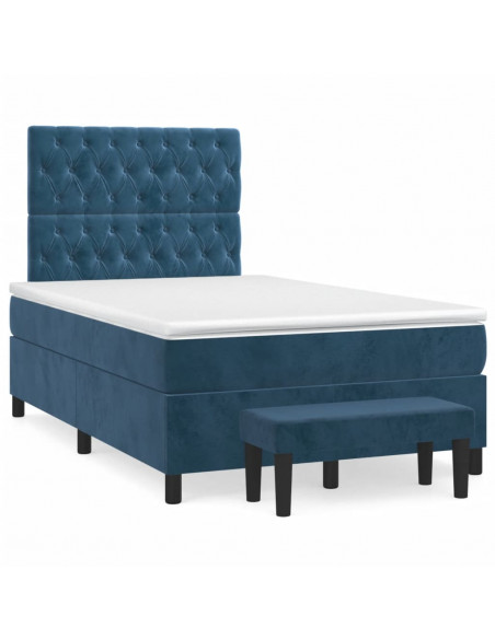 Giroletto a Molle con Materasso Blu Scuro 120x200 cm in Velluto