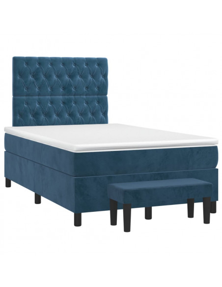 Giroletto a Molle con Materasso Blu Scuro 120x200 cm in Velluto
