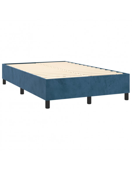 Giroletto a Molle con Materasso Blu Scuro 120x200 cm in Velluto