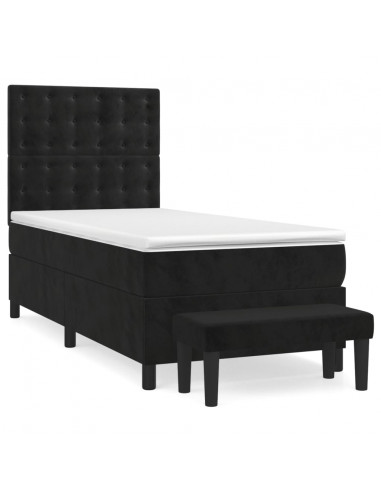 Giroletto a Molle con Materasso Nero 80x200 cm in Velluto