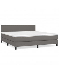 Giroletto a Molle con Materasso Grigio 160x200 cm in Similpelle 2