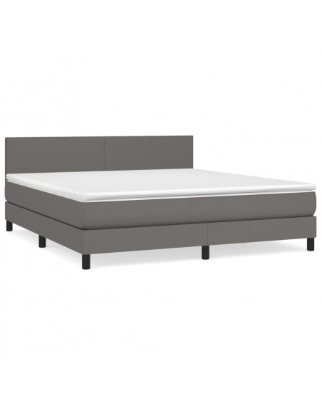 Giroletto a Molle con Materasso Grigio 160x200 cm in Similpelle