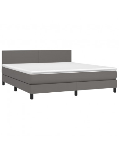 Giroletto a Molle con Materasso Grigio 160x200 cm in Similpelle