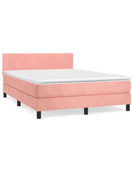 Giroletto a Molle con Materasso Rosa 140x190 cm in Velluto