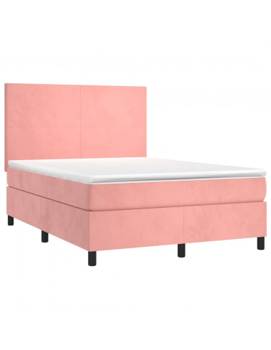Giroletto a Molle con Materasso Rosa 140x190 cm in Velluto