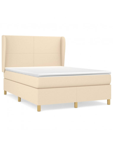 Giroletto a Molle con Materasso Crema 140x200 cm in Tessuto