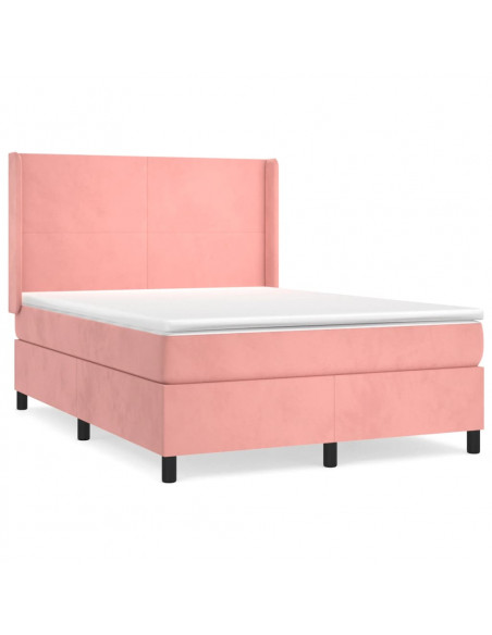 Giroletto a Molle con Materasso Rosa 140x190 cm in Velluto