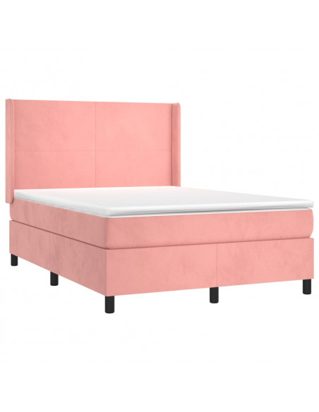 Giroletto a Molle con Materasso Rosa 140x190 cm in Velluto