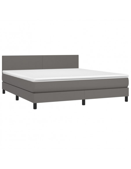 Giroletto Molle con Materasso e LED Grigio 160x200cm Similpelle