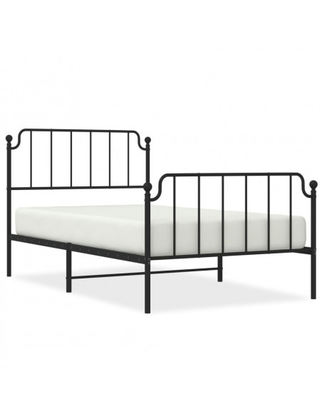 Giroletto con Testiera e Pediera Metallo Nero 107x203 cm