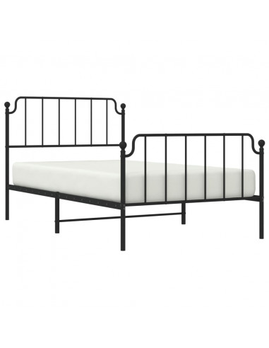 Giroletto con Testiera e Pediera Metallo Nero 107x203 cm