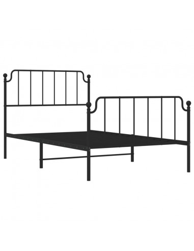 Giroletto con Testiera e Pediera Metallo Nero 107x203 cm