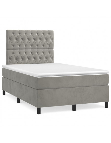 Giroletto a Molle con Materasso Grigio Chiaro 120x200cm Velluto