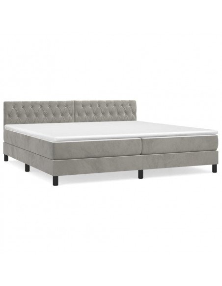 Giroletto a Molle con Materasso Grigio Chiaro 200x200cm Velluto