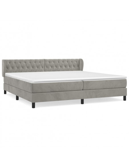 Giroletto a Molle con Materasso Grigio Chiaro 200x200cm Velluto
