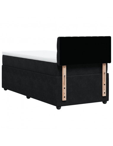 Giroletto a Molle con Materasso Nero 80x200 cm in Velluto