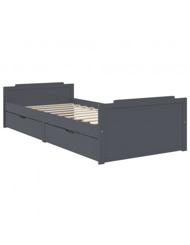 Giroletto Cassetti Grigio Scuro Legno Massello di Pino 90x200cm