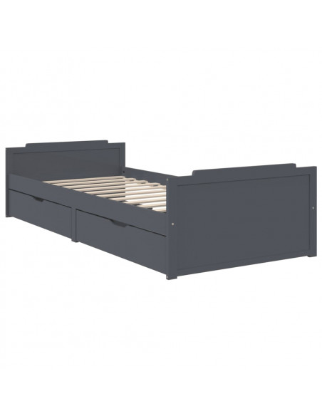 Giroletto Cassetti Grigio Scuro Legno Massello di Pino 90x200cm