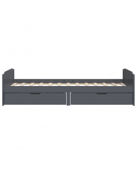 Giroletto Cassetti Grigio Scuro Legno Massello di Pino 90x200cm