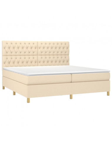 Letto a Molle Materasso e LED bianco 200x200cm in Tessuto