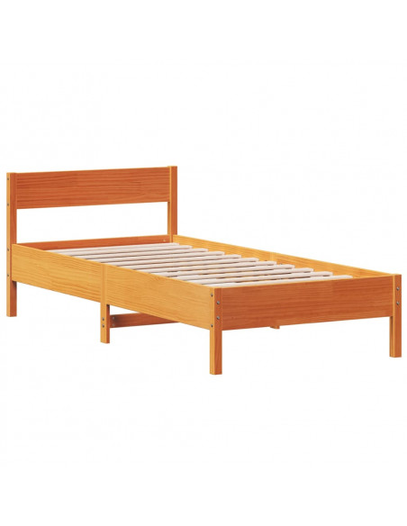 Giroletto con Testiera Marrone Cera 90x200 cm Massello Pino