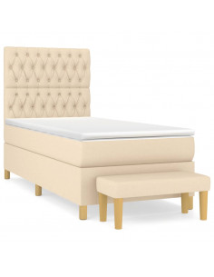 Giroletto a Molle con Materasso Crema 100x200 cm in Tessuto 2