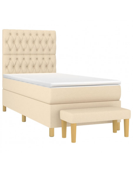 Giroletto a Molle con Materasso Crema 100x200 cm in Tessuto