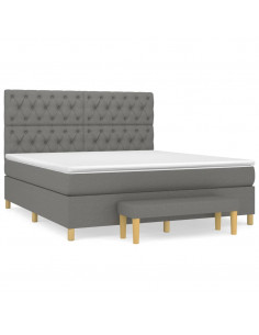 Giroletto a Molle con Materasso Grigio Scuro 160x200 cm Tessuto 2