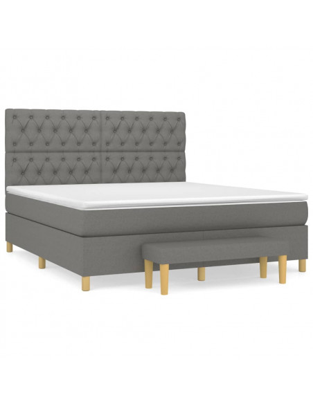 Giroletto a Molle con Materasso Grigio Scuro 160x200 cm Tessuto