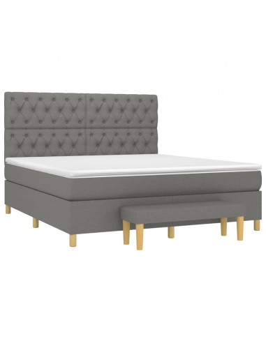 Giroletto a Molle con Materasso Grigio Scuro 160x200 cm Tessuto