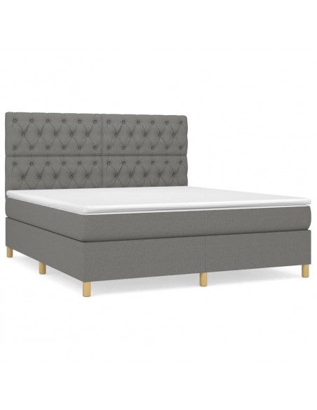 Giroletto a Molle con Materasso Grigio Scuro 160x200 cm Tessuto