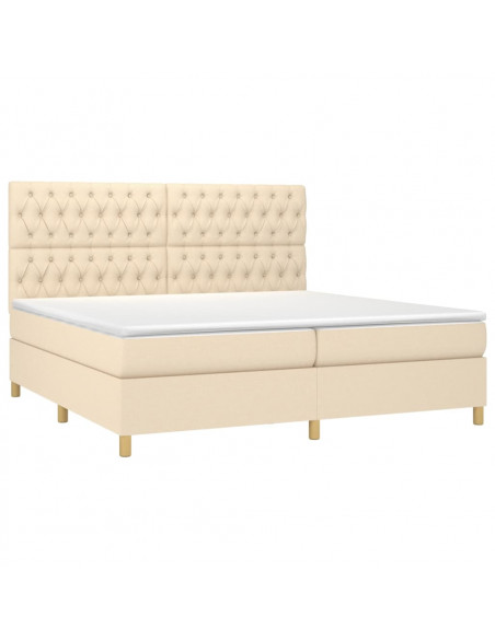 Giroletto a Molle con Materasso Crema 200x200 cm in Tessuto