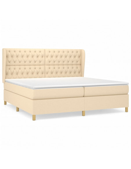Giroletto a Molle con Materasso Crema 200x200 cm in Tessuto