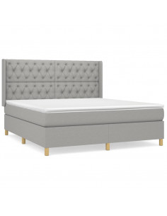 Giroletto a Molle con Materasso Grigio Chiaro160x200 cm Tessuto 2