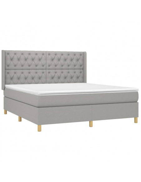 Giroletto a Molle con Materasso Grigio Chiaro160x200 cm Tessuto