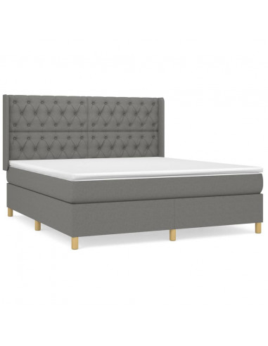 Giroletto a Molle con Materasso Grigio Scuro 160x200 cm Tessuto