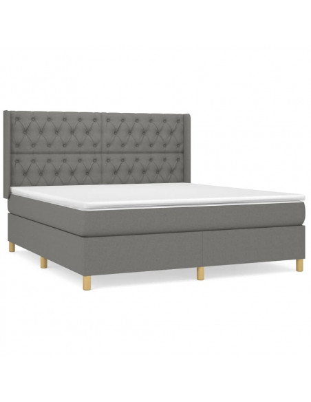 Giroletto a Molle con Materasso Grigio Scuro 160x200 cm Tessuto